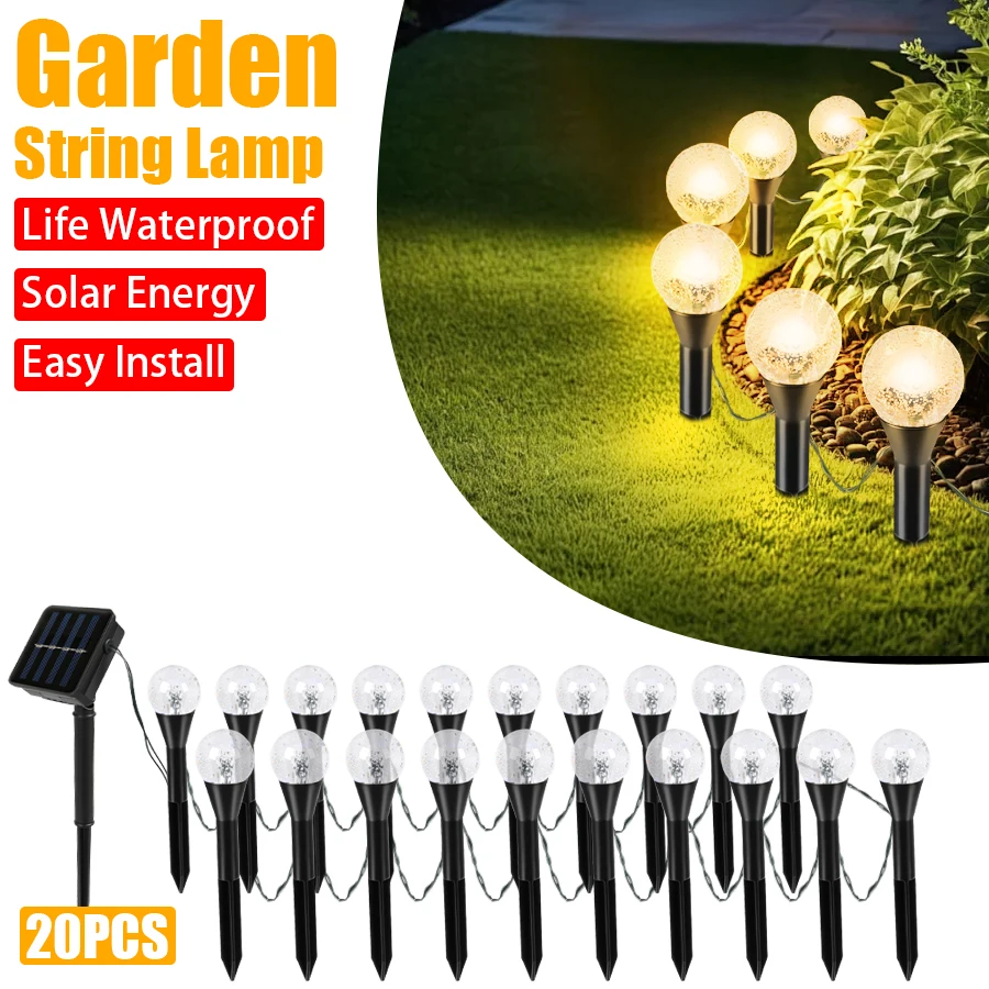 Outdoor Solar 20 Led Light Garden Christmas Decoration Fairy String Light Outdoor Garden Courtyard Decorative Atmosphere Lamp