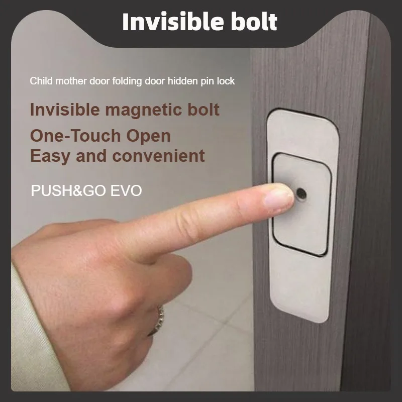 Unsichtbarer magnetischer automatischer Riegel, Mutter- und Kindertür, Falttür, verdeckter Riegel, Türriegel, ein Drücken Sie zum Öffnen des Riegelschlosses