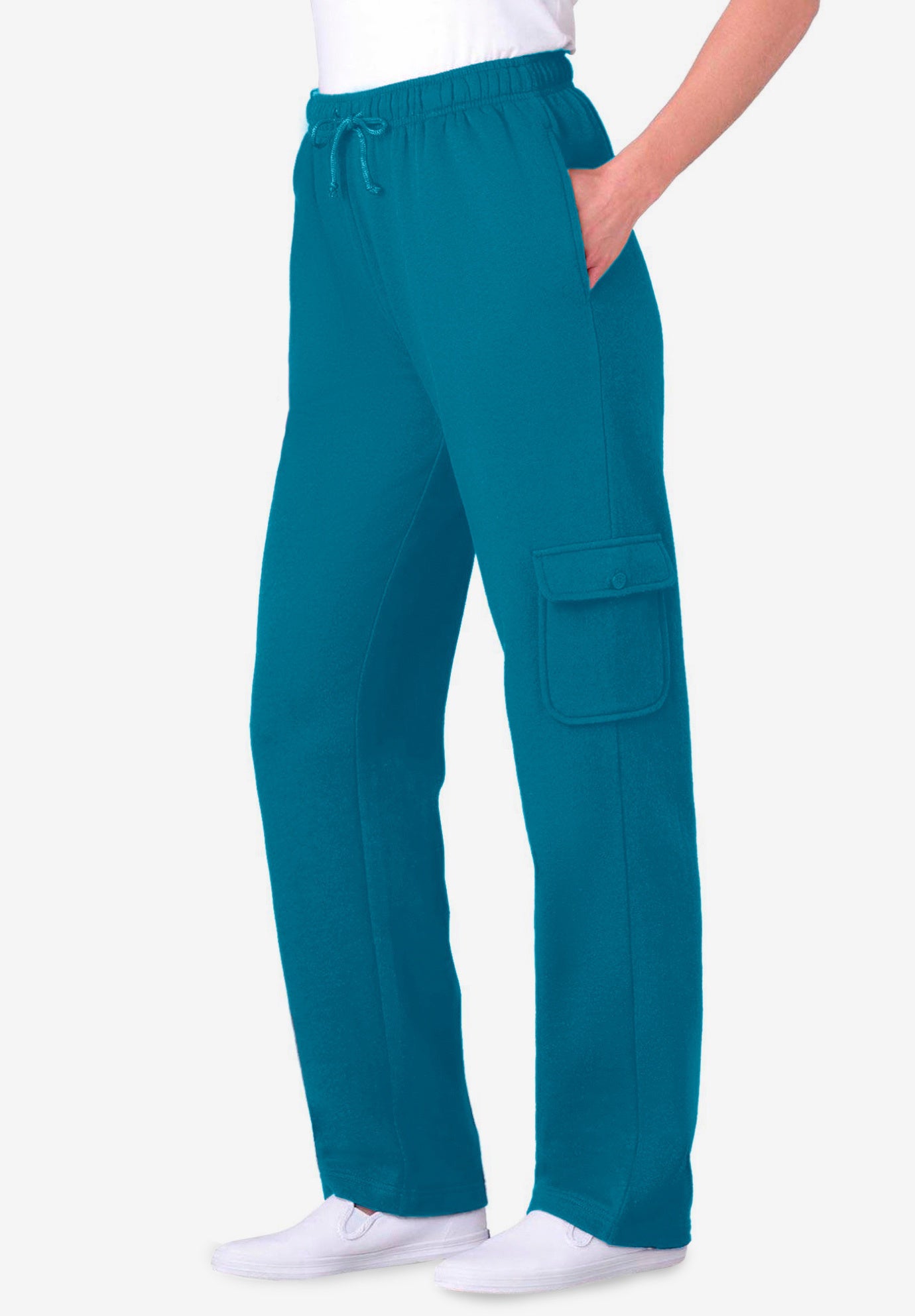 Plus Size Women's Better-Fleece Pull-On Cargo Sweatpants by Woman Within in Deep Teal (Size 6X)