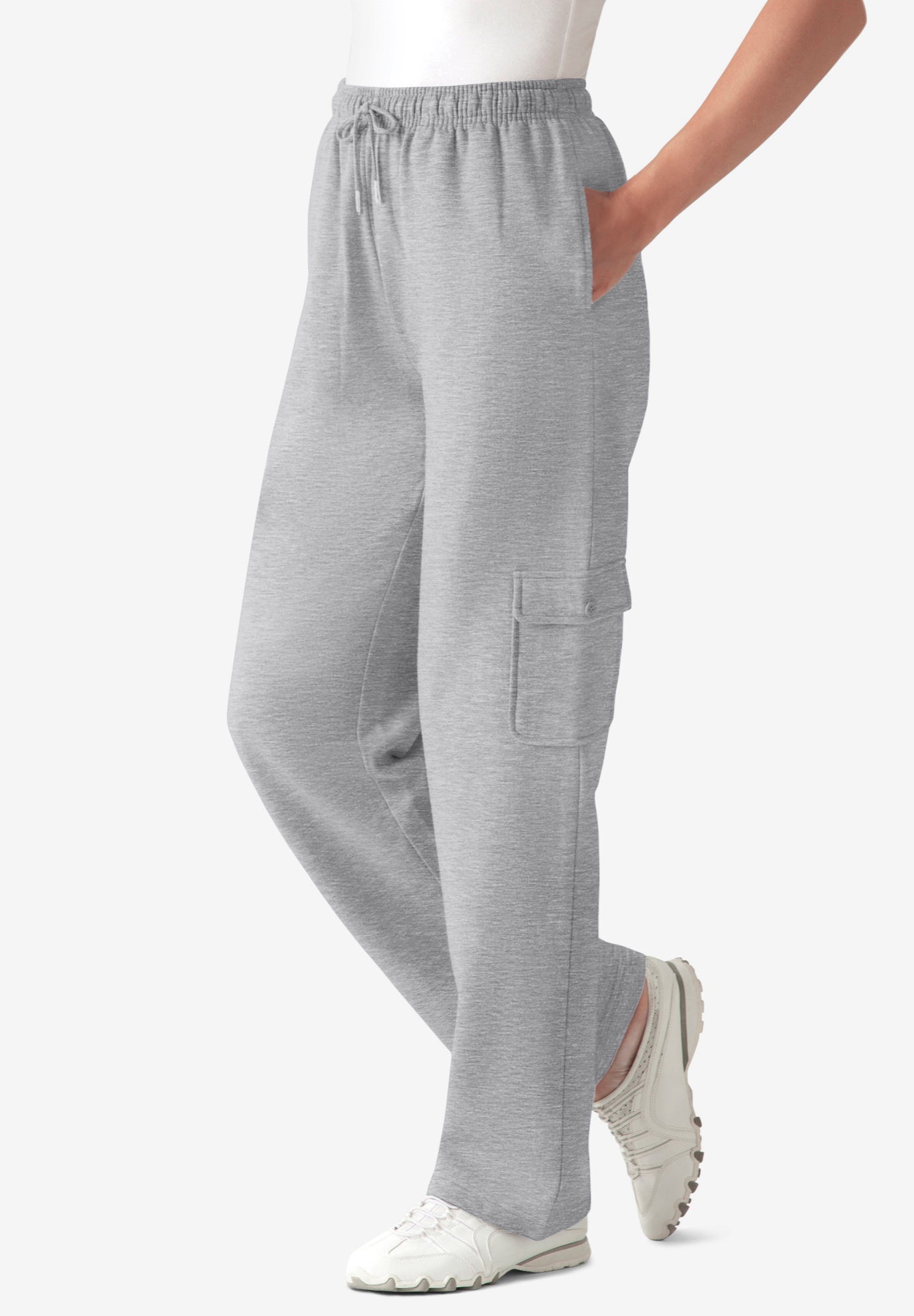 Plus Size Women's Better-Fleece Pull-On Cargo Sweatpants by Woman Within in Heather Grey (Size 6X)