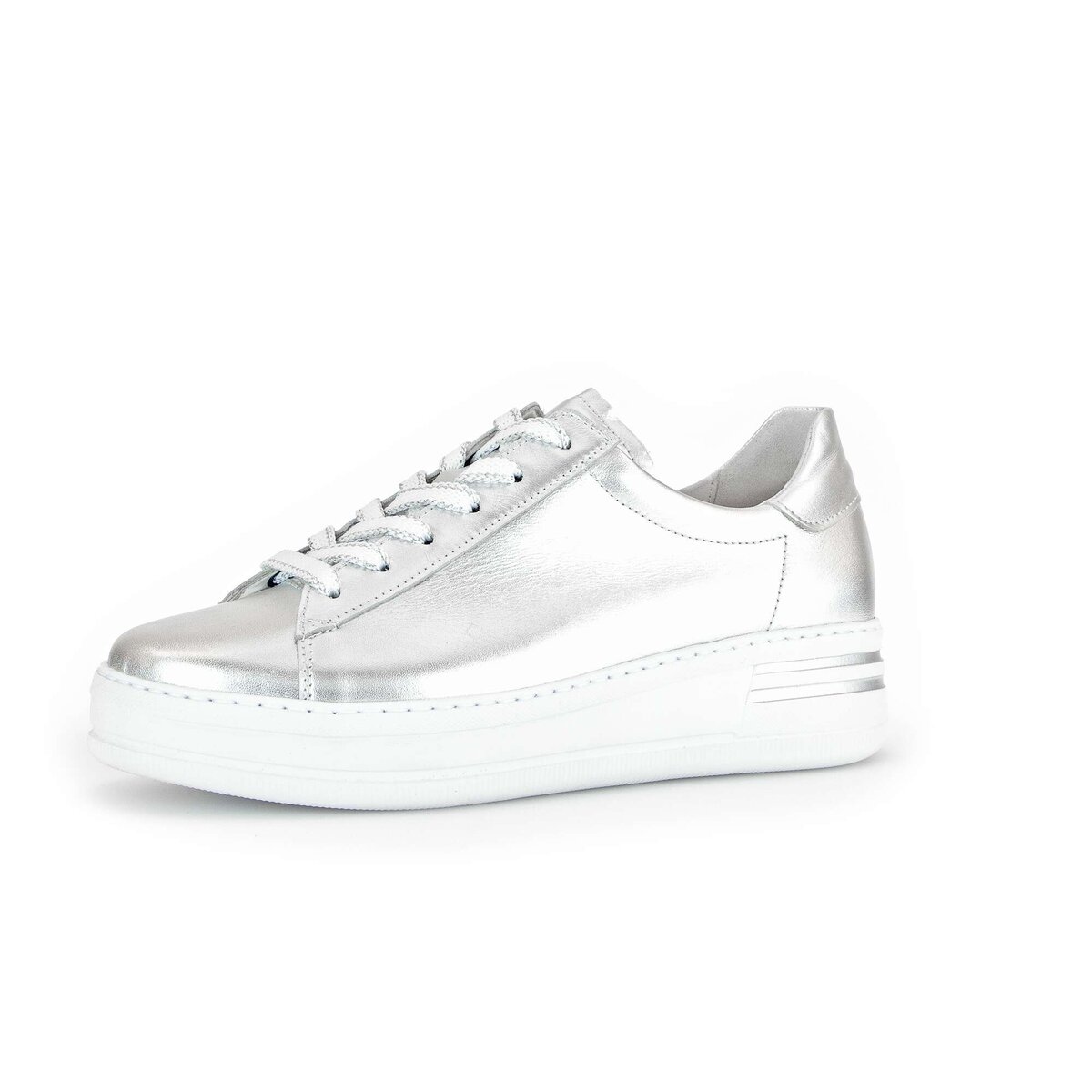Sneaker GABOR "Sneaker low Effektleder", Damen, Gr. 35,5, silber, Schuhe Sneaker