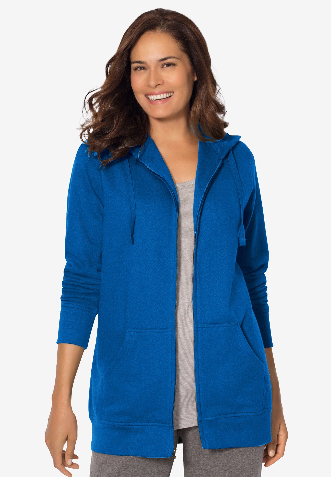 Plus Size Women's Better Fleece Zip-Front Hoodie by Woman Within in Bright Cobalt (Size 2X)