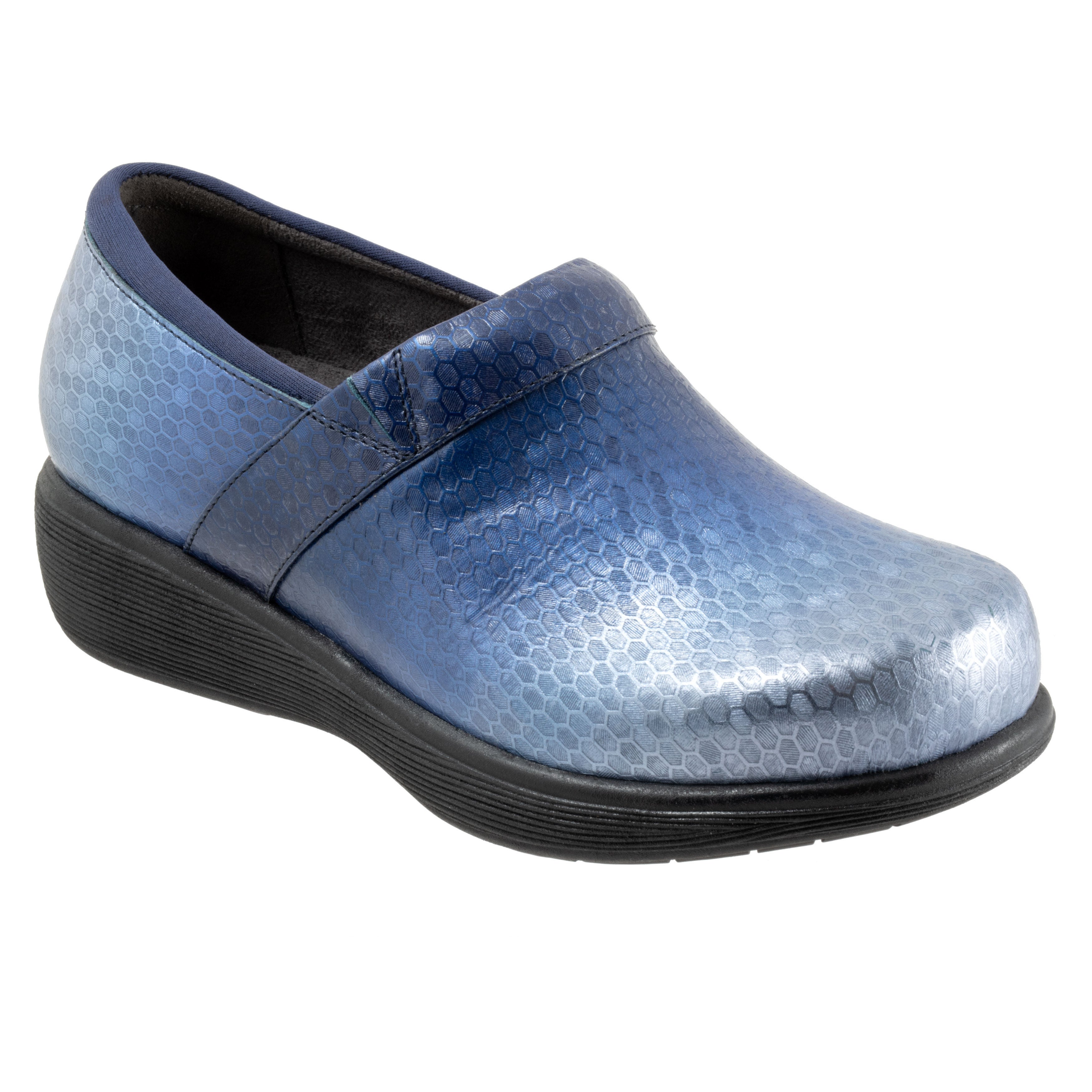 Women's Meredith Sport Clog by SoftWalk in Blue Embossed (Size 8 M)