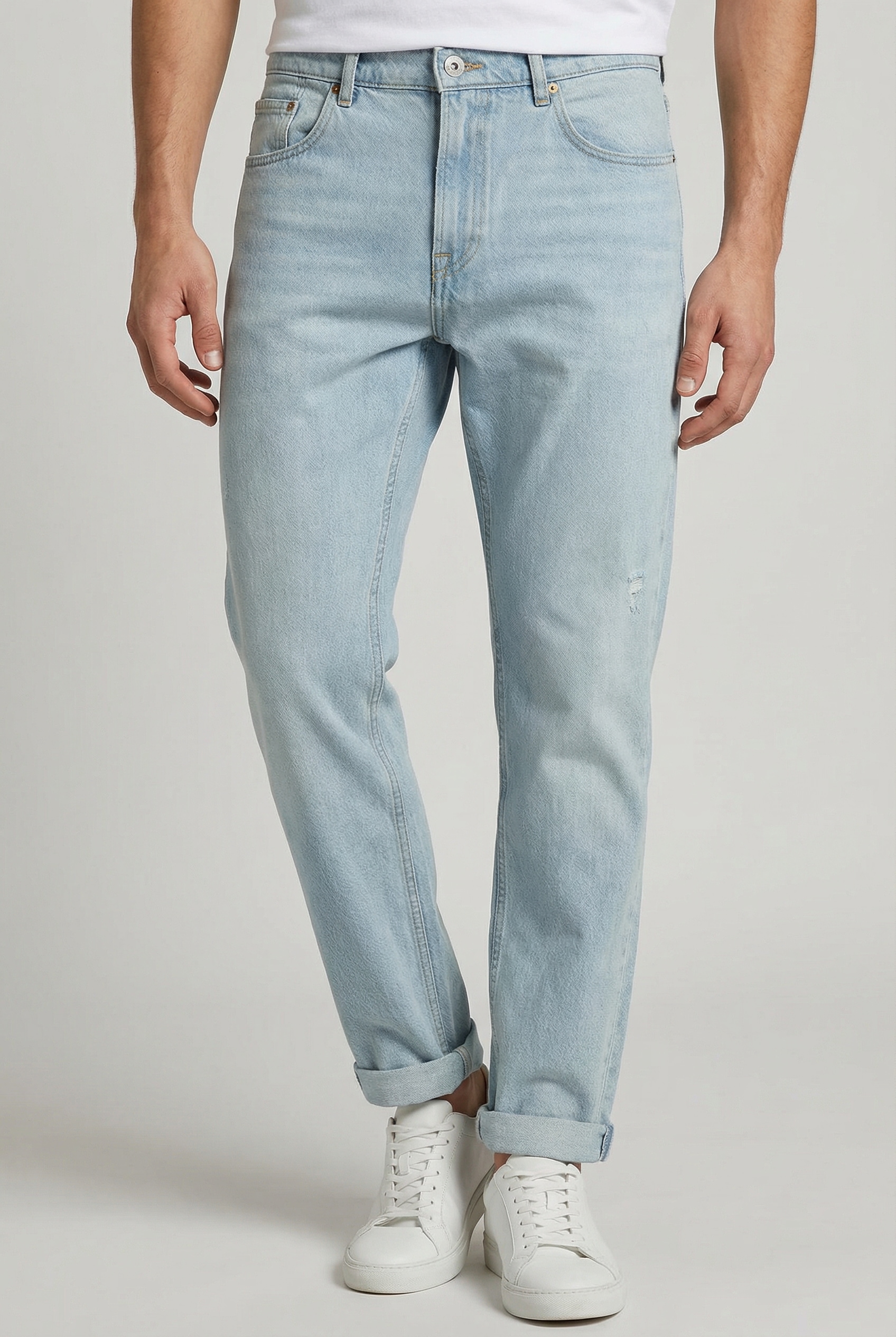 Straight-Jeans PEPE JEANS "BYRON FS POWDERED BLUE", Damen, Gr. 33, Länge 32, light blau, Denim/Jeans, Obermaterial: 99% Baumwolle, 1% Elasthan, Destroyed-Effekte, straight fit lang, Jeans Straight-Jeans, Regular Waist