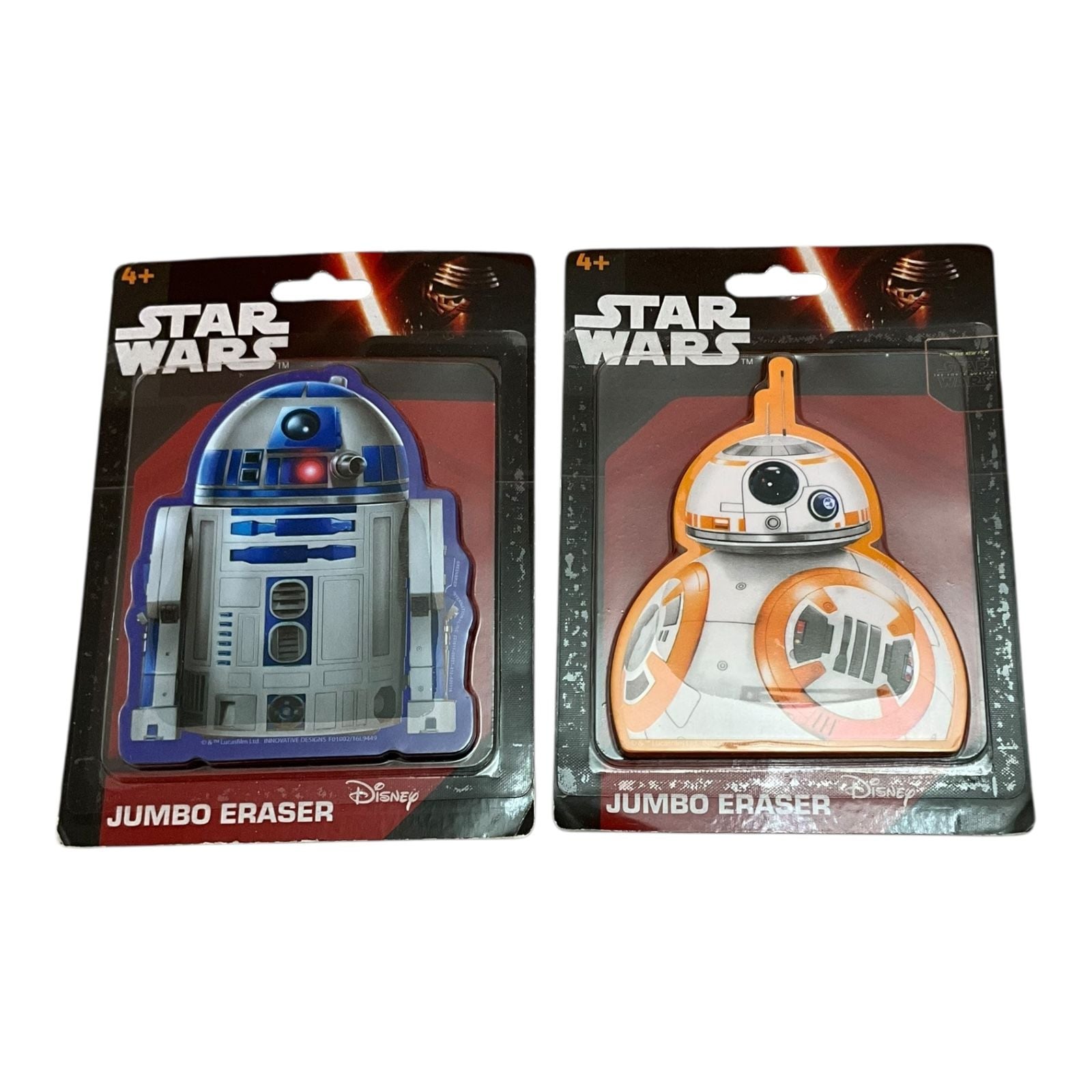 Disney Office | 2 Pc Disney Star Wars R2-D2 & Bb-8 Jumbo Erasers Office School Collectors | Color: White | Size: Os