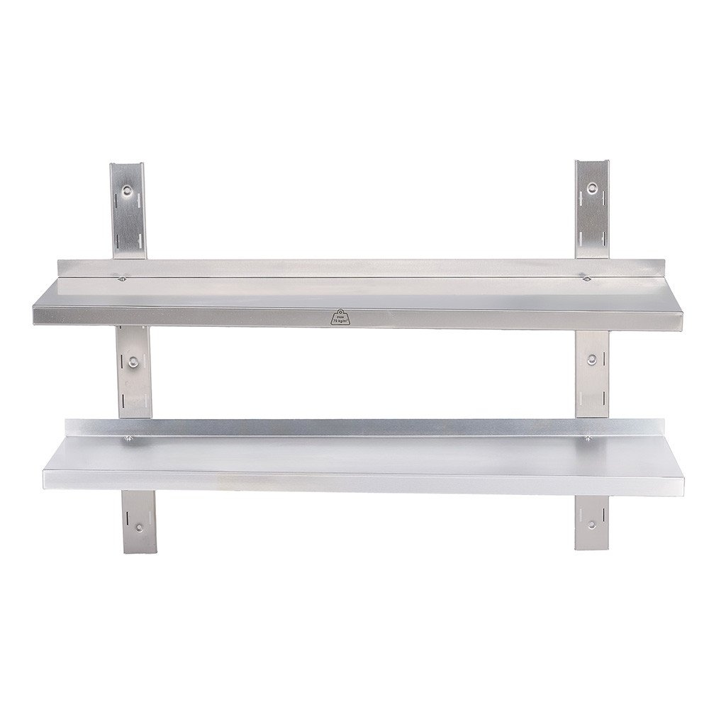 Romux® Doppeltes Verstellbares Wandregal aus Edelstahl 800x650x650 mm | Wandregal für Küche | Edelstahlboden zur Wandmontage Image
