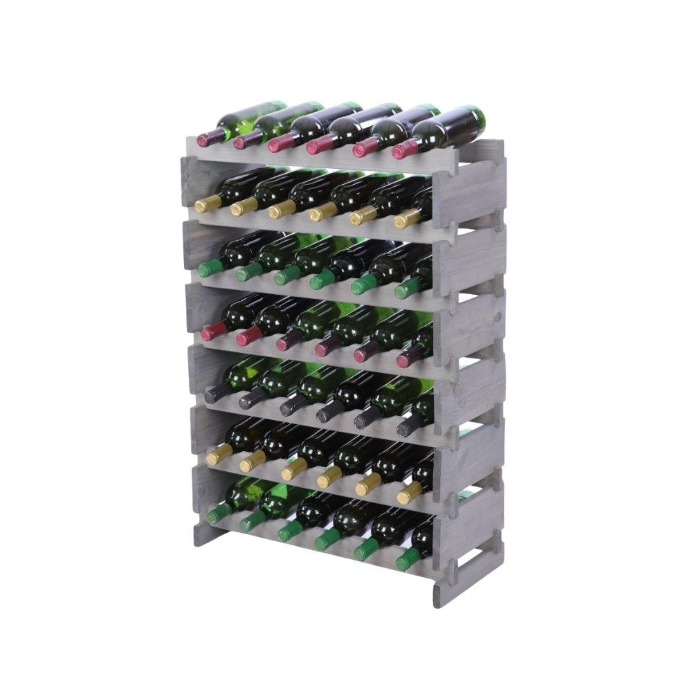 Proregal Weinregal VINOTECA FLEX PRO | HxBxT 93x65x28cm | 42 Flaschen auf 7 Ebenen | Massives Kiefernholz | Grau Image