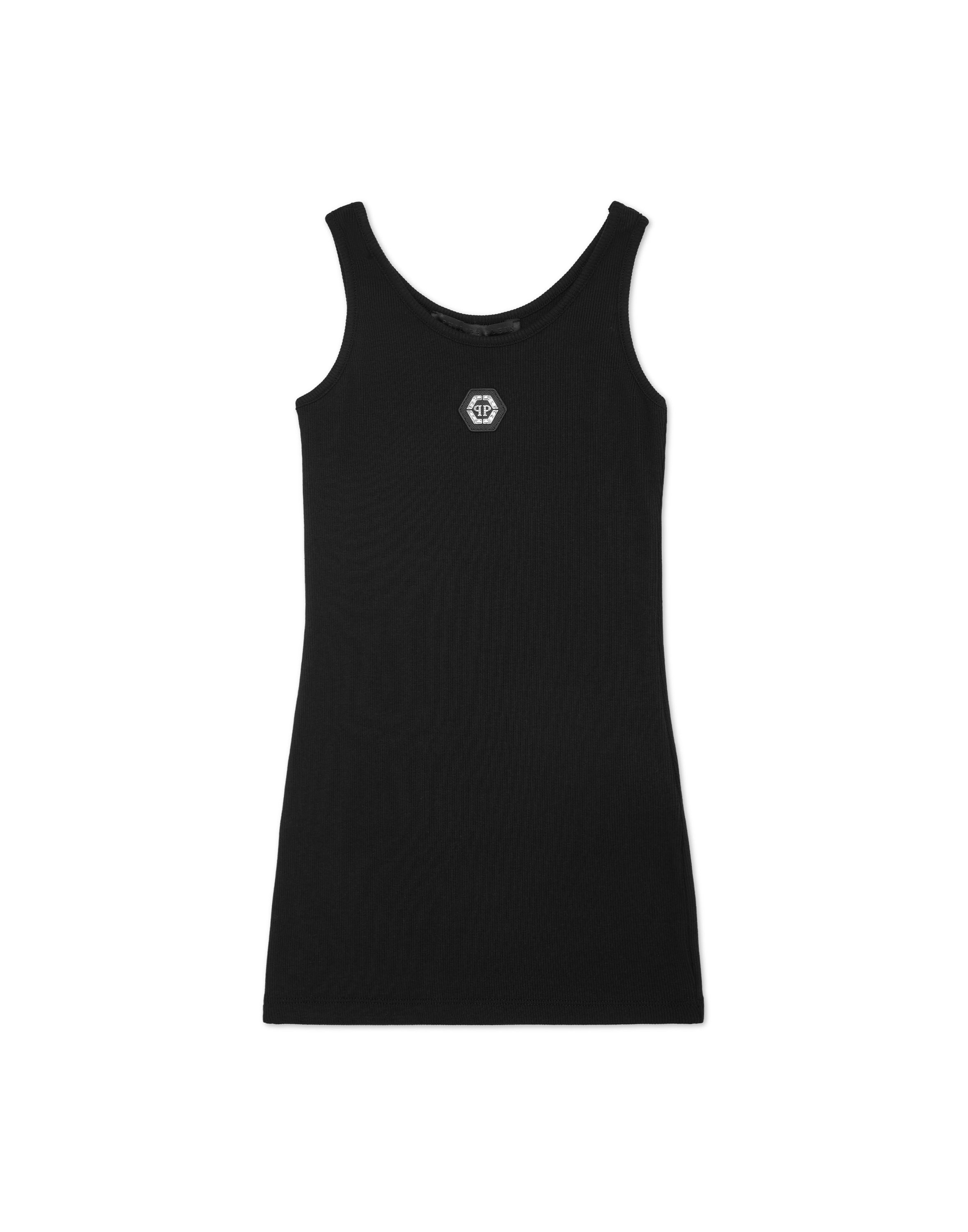 Minikleid PHILIPP PLEIN "Kurzes Kleid", Mädchen, Gr. 6, EURO-Größen, 02, schwarz, Obermaterial: 48% Baumwolle, 48% Modal, 4% Elasthan, Kleider Minikleid