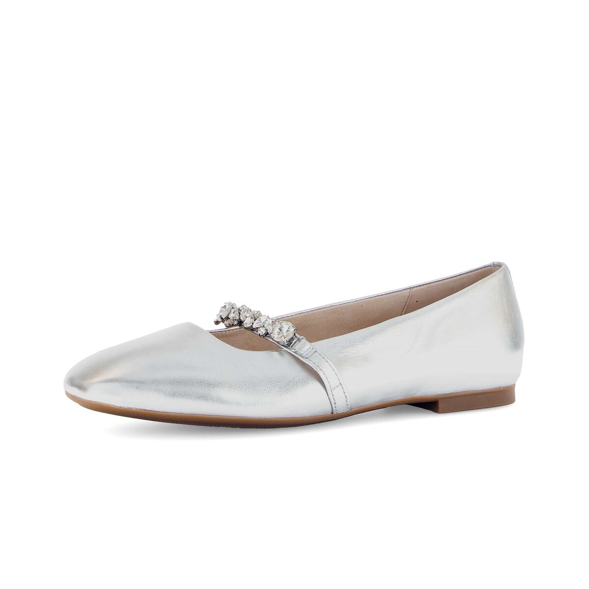 Ballerina GABOR "Eleganter Ballerina Effektleder", Damen, Gr. 38,5, silber, Schuhe Ballerina