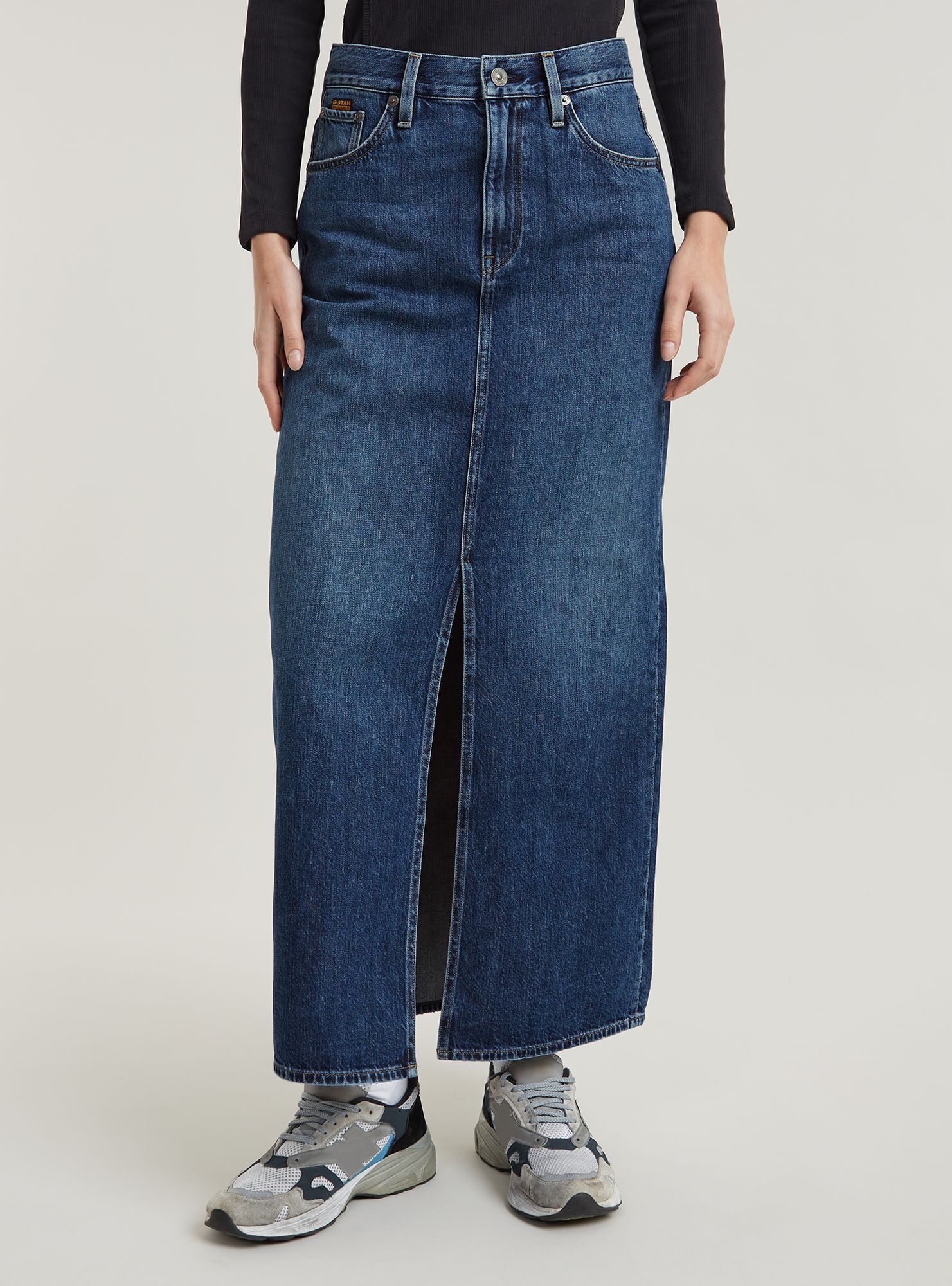 Jeanskleid G-STAR "Viktoria Long Rock", Damen, Gr. 23, Normalgrößen, worn in waterspouts, Obermaterial: 100% Baumwolle, Kleider