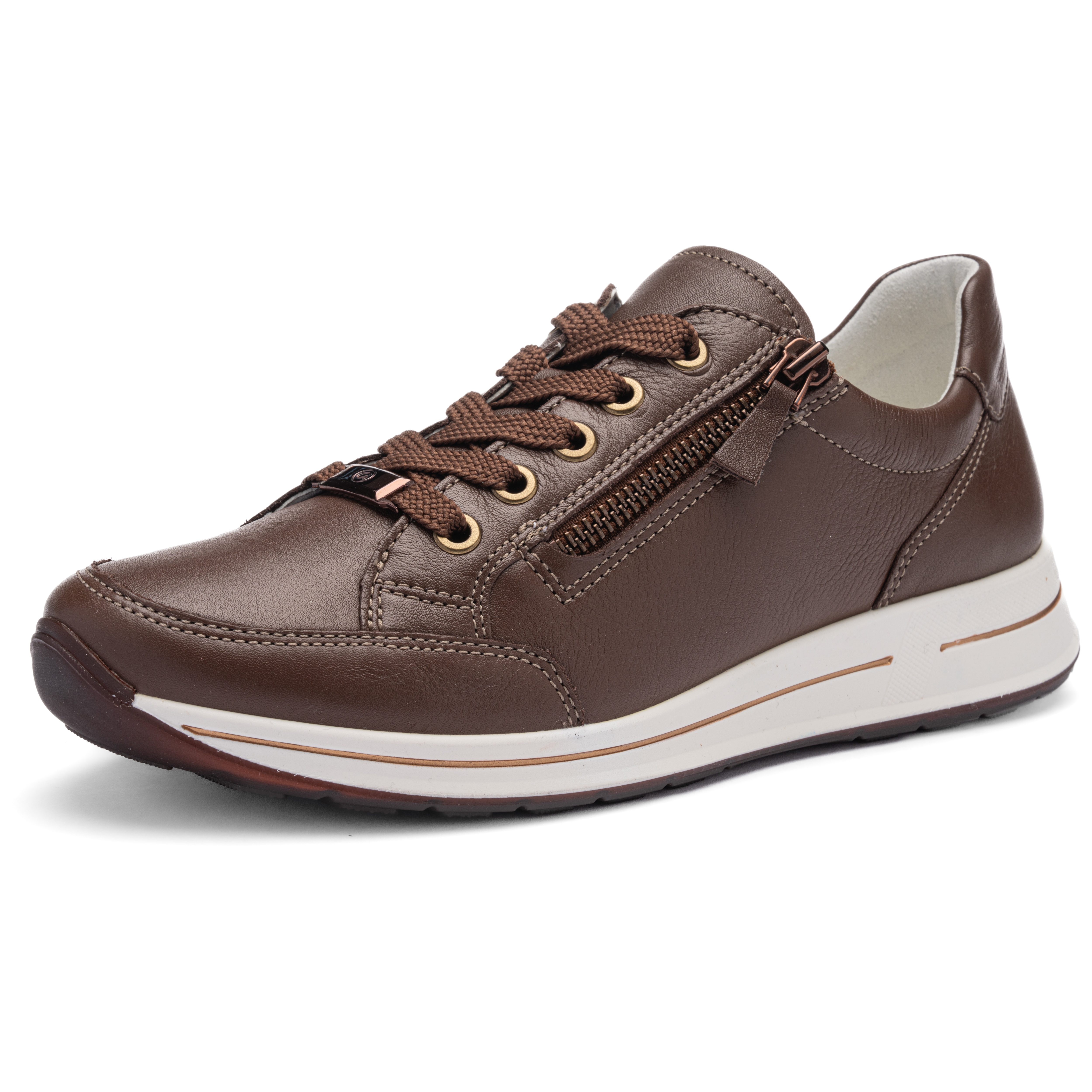 Keilsneaker ARA "OSAKA", Damen, Gr. 8,5 (42,5), mokka, Glattleder, unifarben, Schuhe, Freizeitschuh, Halbschuh, Schnürer in Komfortweite H (=sehr weit)