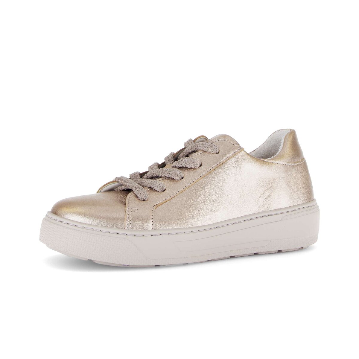 Sneaker GABOR "Sneaker low Effektleder", Damen, Gr. 42, gold, Schuhe Sneaker