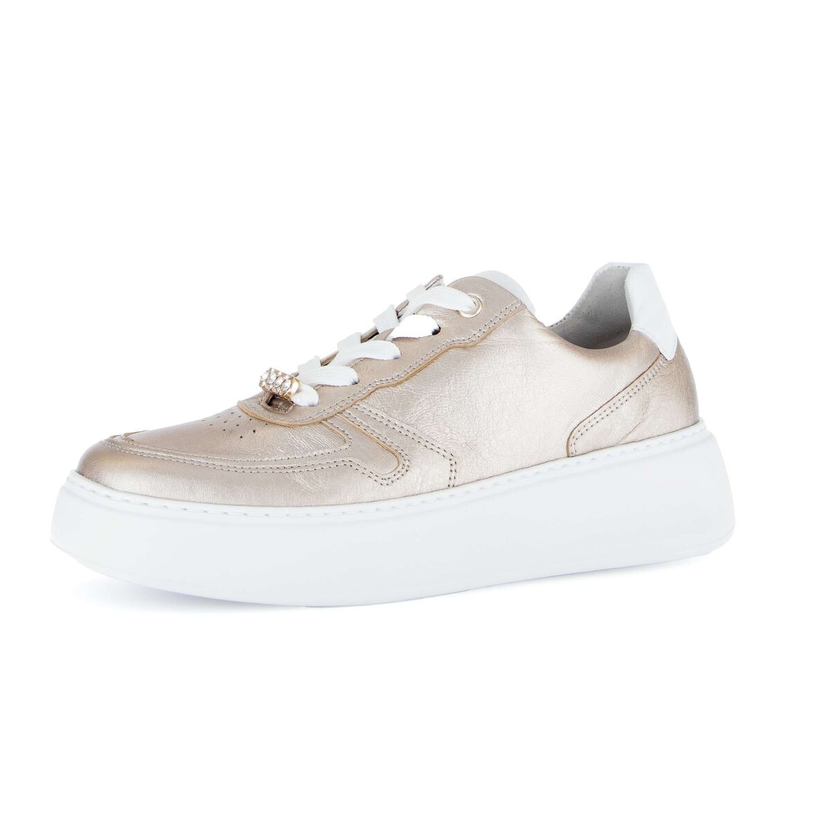 Sneaker GABOR "Sneaker low Materialmix Leder", Damen, Gr. 41, gold, Schuhe Sneaker
