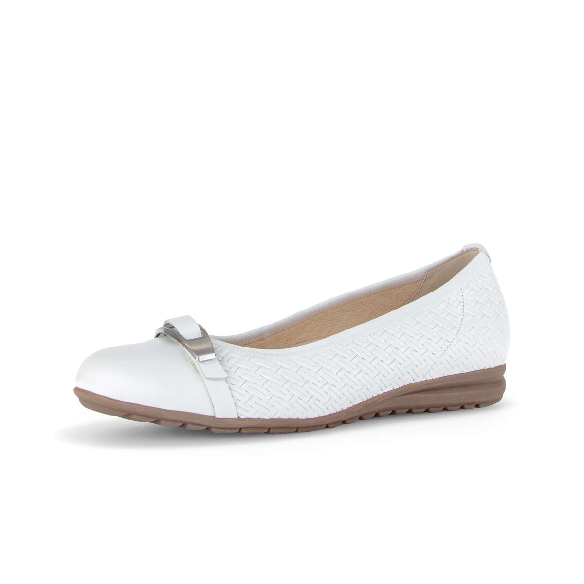 Ballerina GABOR "Eleganter Ballerina Glattleder", Damen, Gr. 40,5, weiß, Schuhe Ballerina