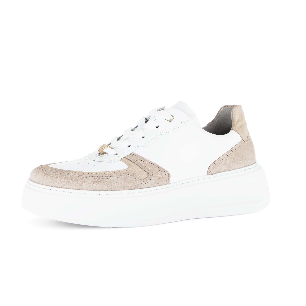 Sneaker GABOR "Sneaker low Materialmix Leder", Damen, Gr. 40,5, beige, Schuhe Sneaker