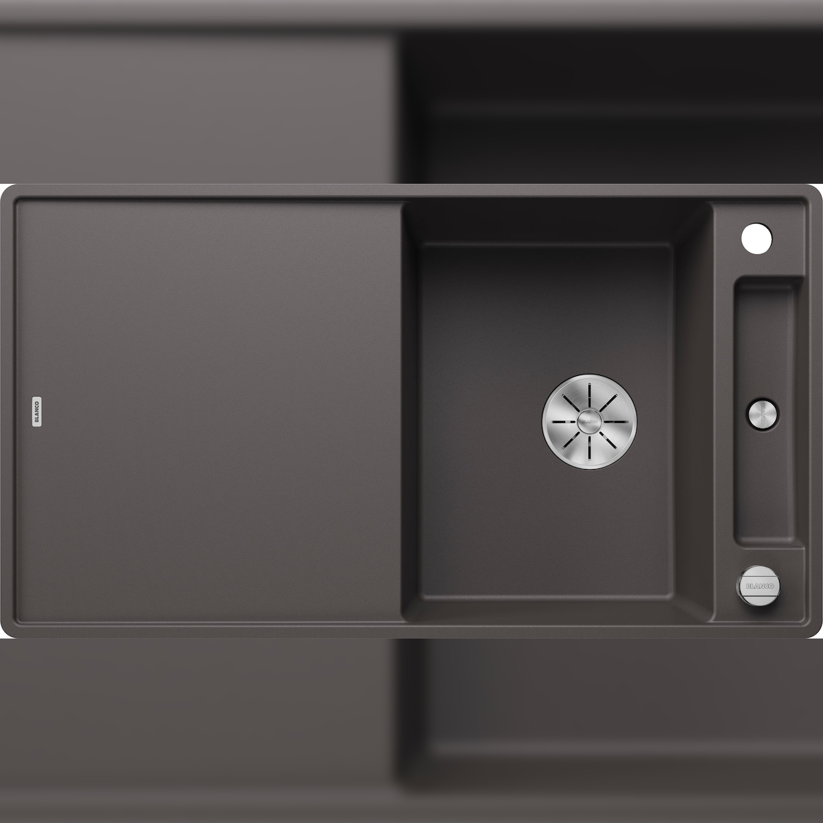 BLANCO GmbH + Co KG BLANCO AXIA III 5 S-F flächenb. Spüle SILGRANIT Felsgrau Reversibel Excenter Image