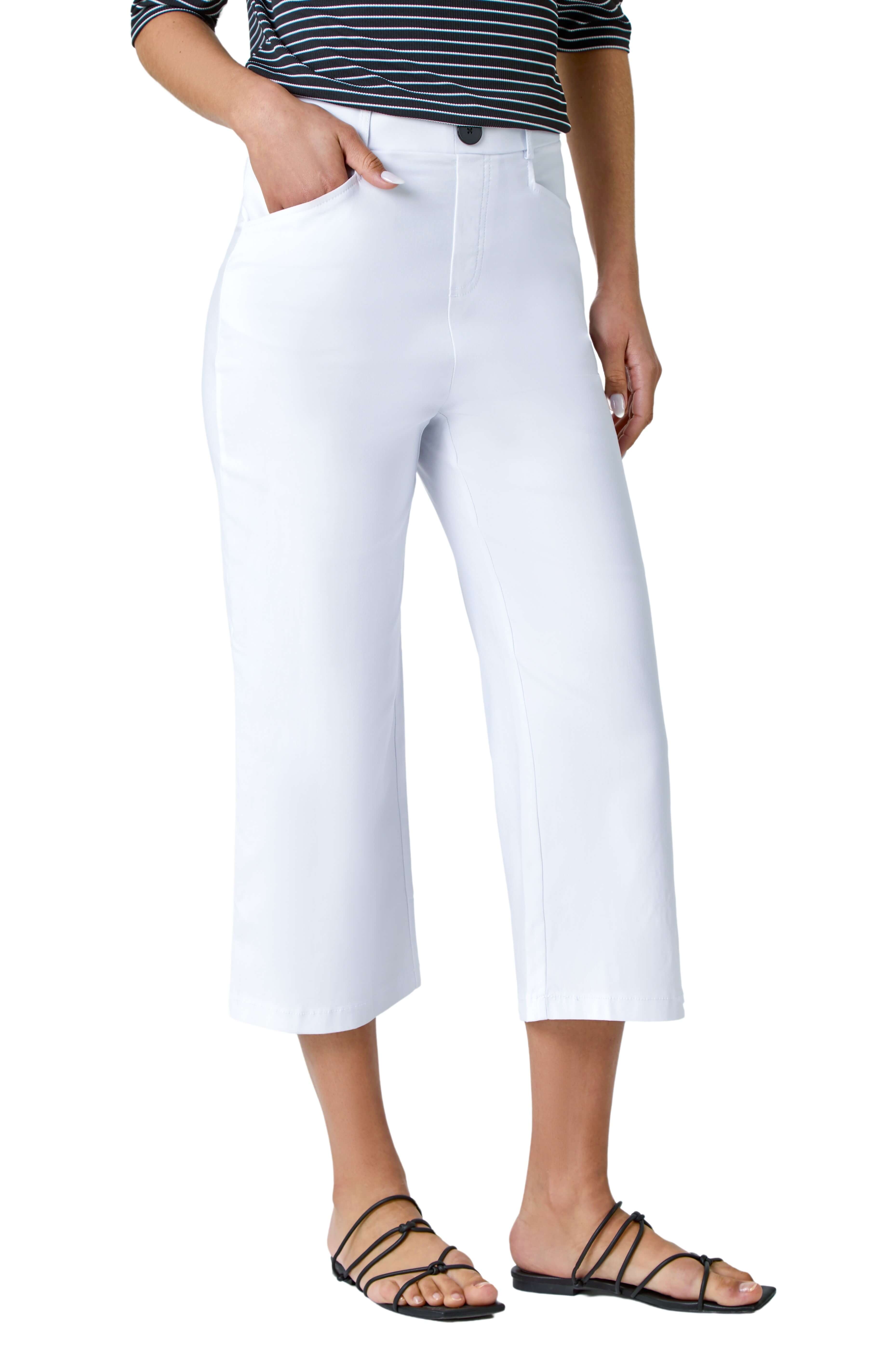 Roman Womens Cropped Stretch Culotte - White - Size 14 UK | Roman Sale | Discount Designer Brands