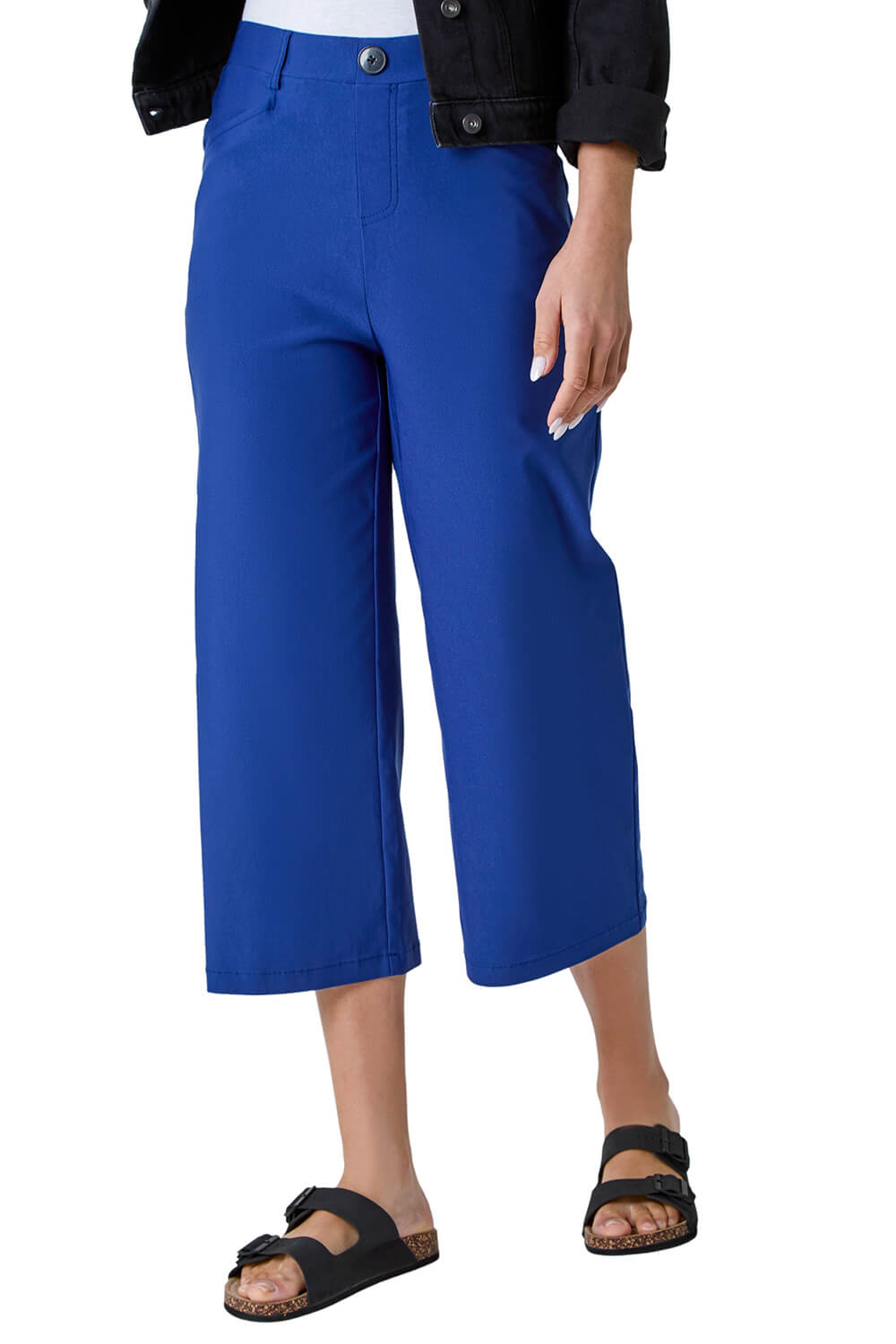 Roman Womens Cropped Stretch Culotte - Blue - Size 20 UK | Roman Sale | Discount Designer Brands