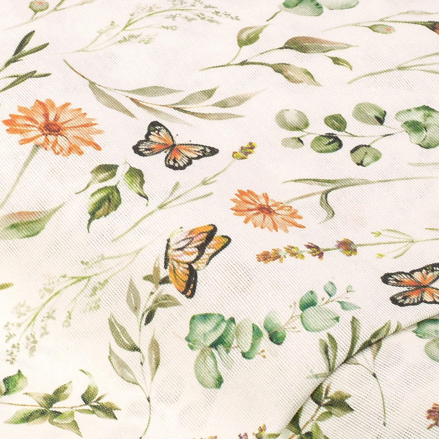 Dekostoff Wiesenblume & Schmetterling Lorena, natur-color Image