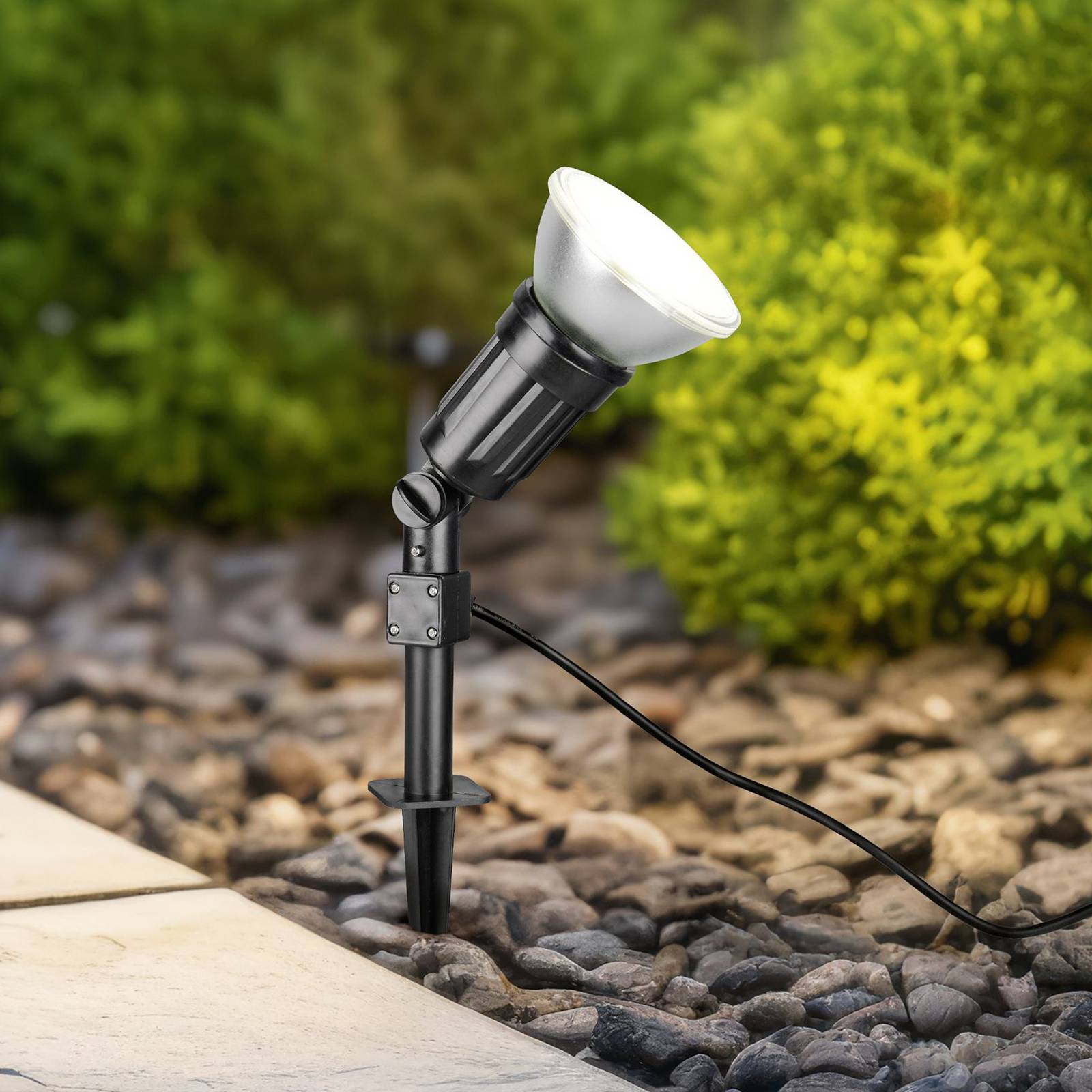 Reality Leuchten Außenstrahler Caceres, schwarz, Kunststoff, IP44, neigbar Caceres, schwarz, Kunststoff, Modern