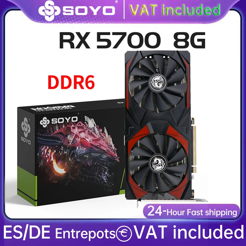 SOYO AMD Radeon RX5700 8 GB Gaming-Grafikkarte GDDR6-Speicher 256 Bit PCIEx16 4.0 für Desktop-Computer-Grafikkarten RX 5700 Image