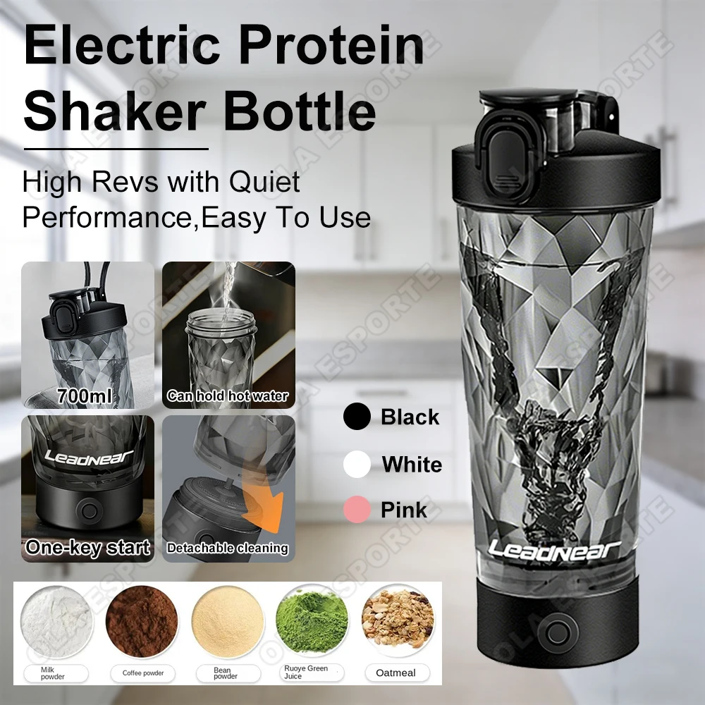 Neuer abnehmbarer elektrischer Mischbecher, elektrischer Protein-Pulver-Shaker, USB-wiederaufladbar, wiederverwendbar, geeignet für den Innen- und Außenbereich Image