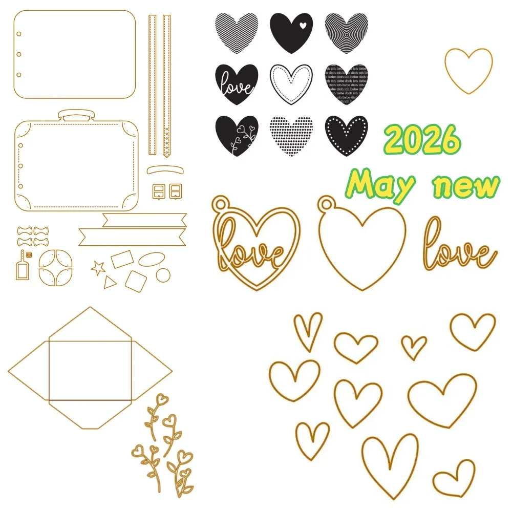 2026 Mai Neu: Kleine Liebesbrief-Metall-Stanzformen und Stempel für DIY-Scrapbooking, Fotoalben, Prägung, dekorative Papierkarten Image