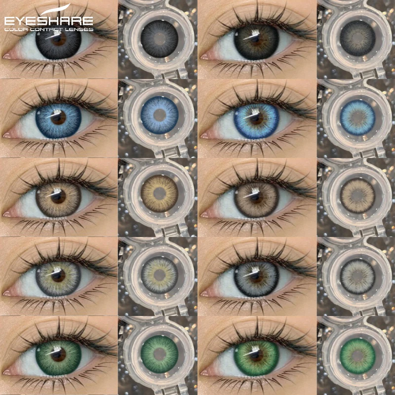 EYESHARE 2 Stück Farbige Kontaktlinsen für Augen Graue Pupillen-Linsen Blaue Kontaktlinsen Jährlich Schönheits-Make-up Grüne Augenkontaktlinsen Braune Linsen Image