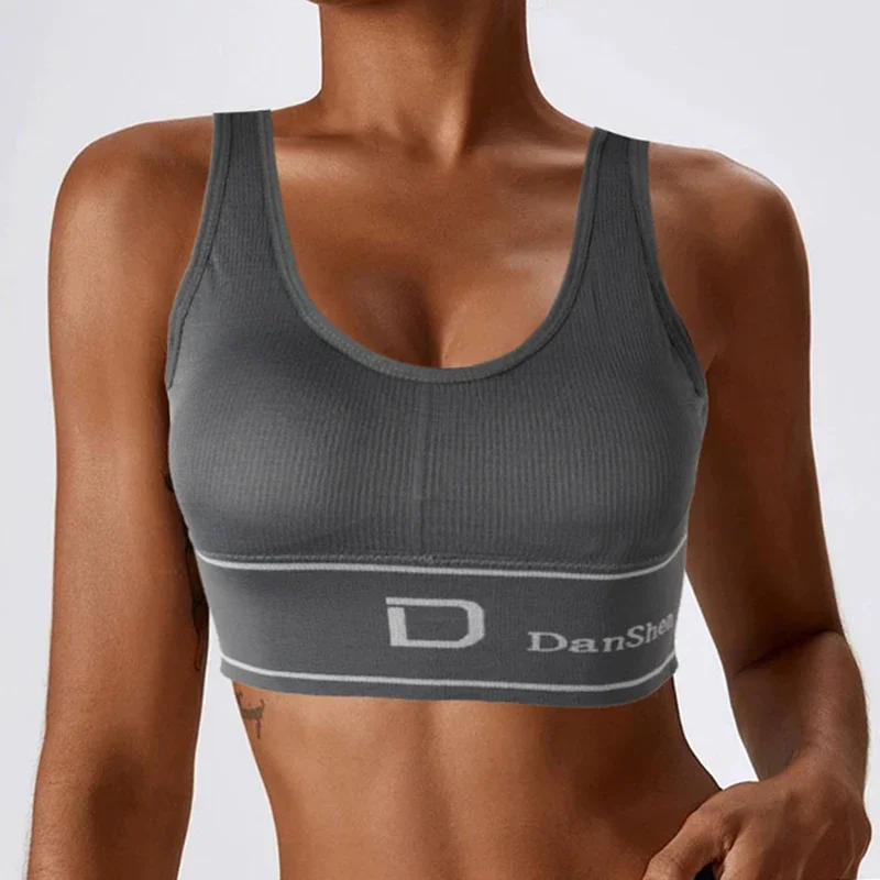 Schöner Rückenfreier Sport-Yoga-BH Ohne Bügel Push-Up Damen Stoßfester Top Image