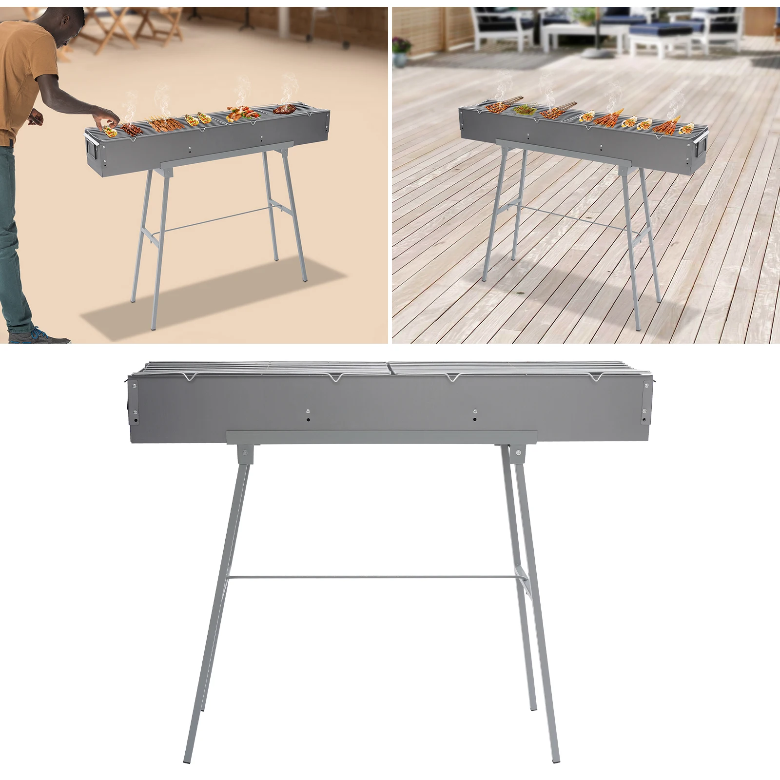 Zusammenklappbarer Camping-Grill, Holzkohlegrills, tragbarer BBQ-Grill zum Kochen im Hinterhof, die perfekte Geschenke für Grillliebhaber Image