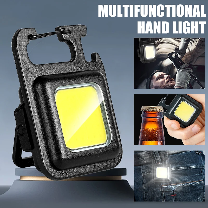 Superhelle, praktische Mini-COB-Schlüsselanhänger-Taschenlampe, wiederaufladbar, Notfall-Arbeitsleuchte mit Magnet, Outdoor-Campinglampe