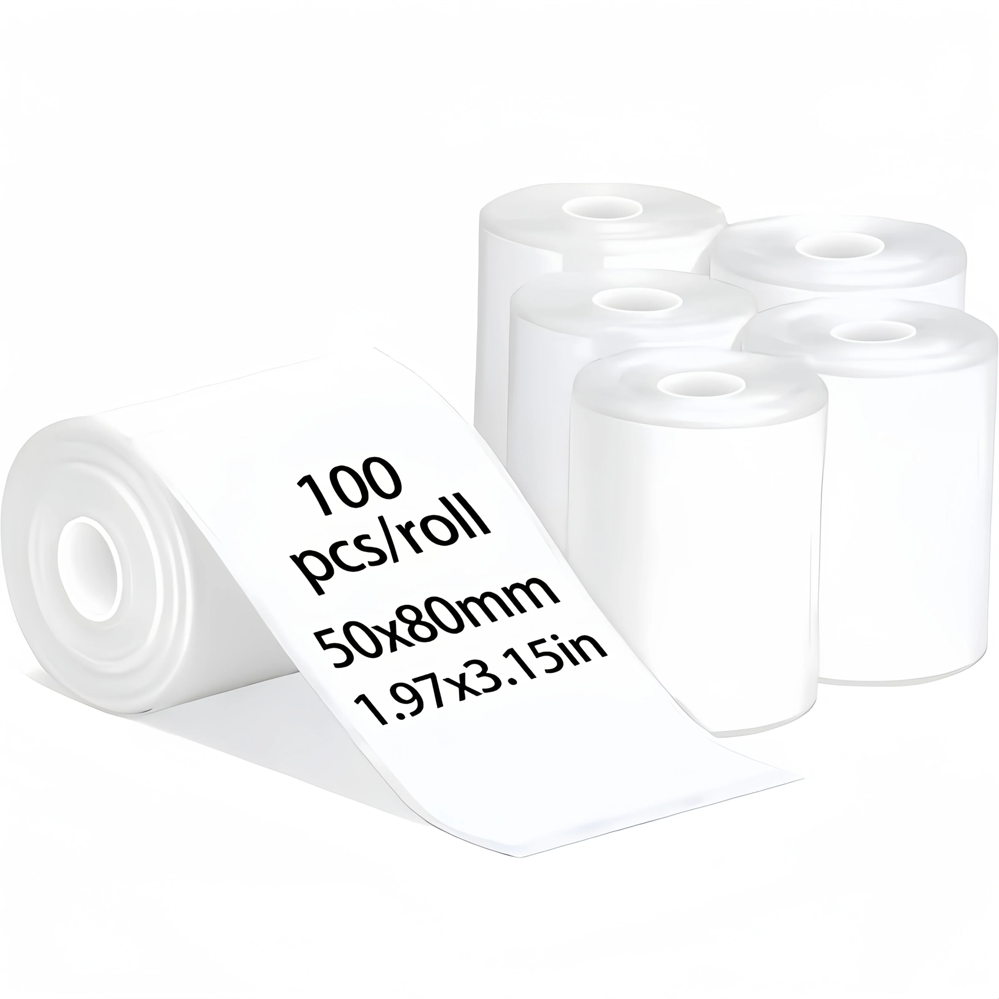 6 Rollen M110 Etikettenpapier 50 x 80 mm (1,97 x 3,16 Zoll) – 100 Stück/Rolle, passend für SK58/P50/M220/M200, Thermo-Barcode-Etiketten für Bekleidungsgeschäfte Image