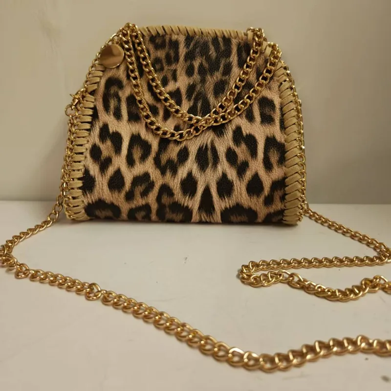 2025 Luxus Designer Mode Leopard Umhängetasche Frauen Mode Weben Seite Linie Handtaschen Reise Urlaub Kette Umhängetasche Image