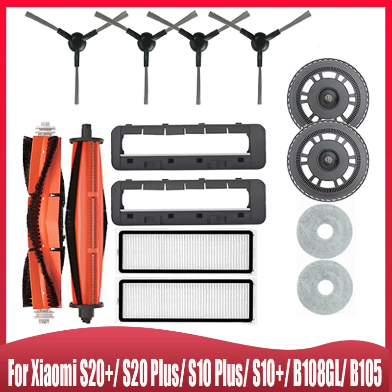 Für Xiaomi S20+/ S20 Plus/ S10 Plus/ S10+/ B108GL/ B105 Roboter Staubsauger Zubehör, Hauptseite Pinsel Hepa-Filter Mopp Ersatz Image
