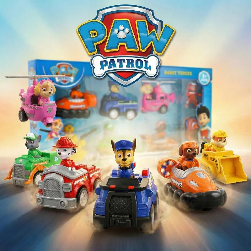 Paw Patrol Modellspielzeug-Sammlung Cartoon-Anime-Figuren Patrol Canine Geburtstagsgeschenk Kinder-Charaktere Fahrzeuge Skye Rückzieh-Autos Image