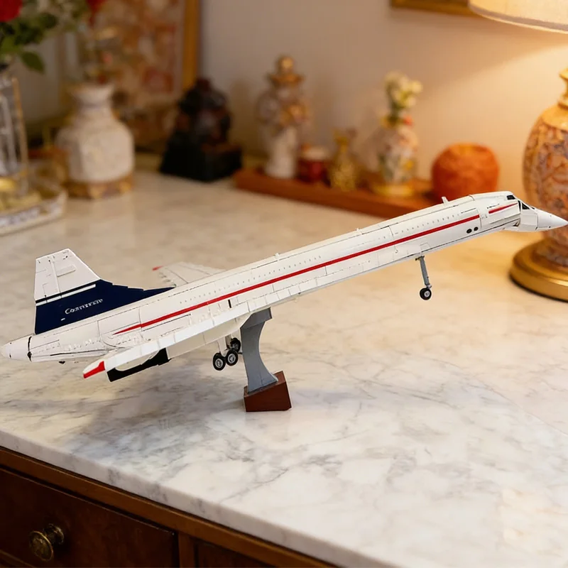 Das neue Bestseller-Modell des Space Shuttles 10318, des Überschall-Passagierflugzeugs Concorde, ist ein Kinder-DIY-Bausatz. Image