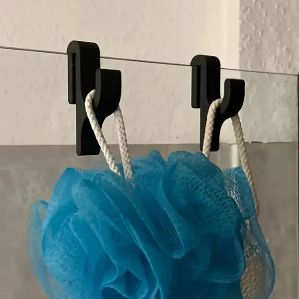 2 Stücke Badezimmer Haken Multifunktionale Badezimmer Dusche Handtuch Haken Tragbare Handtuch Haken für Badezimmer Glastür Bewegliche Robe Haken S004030