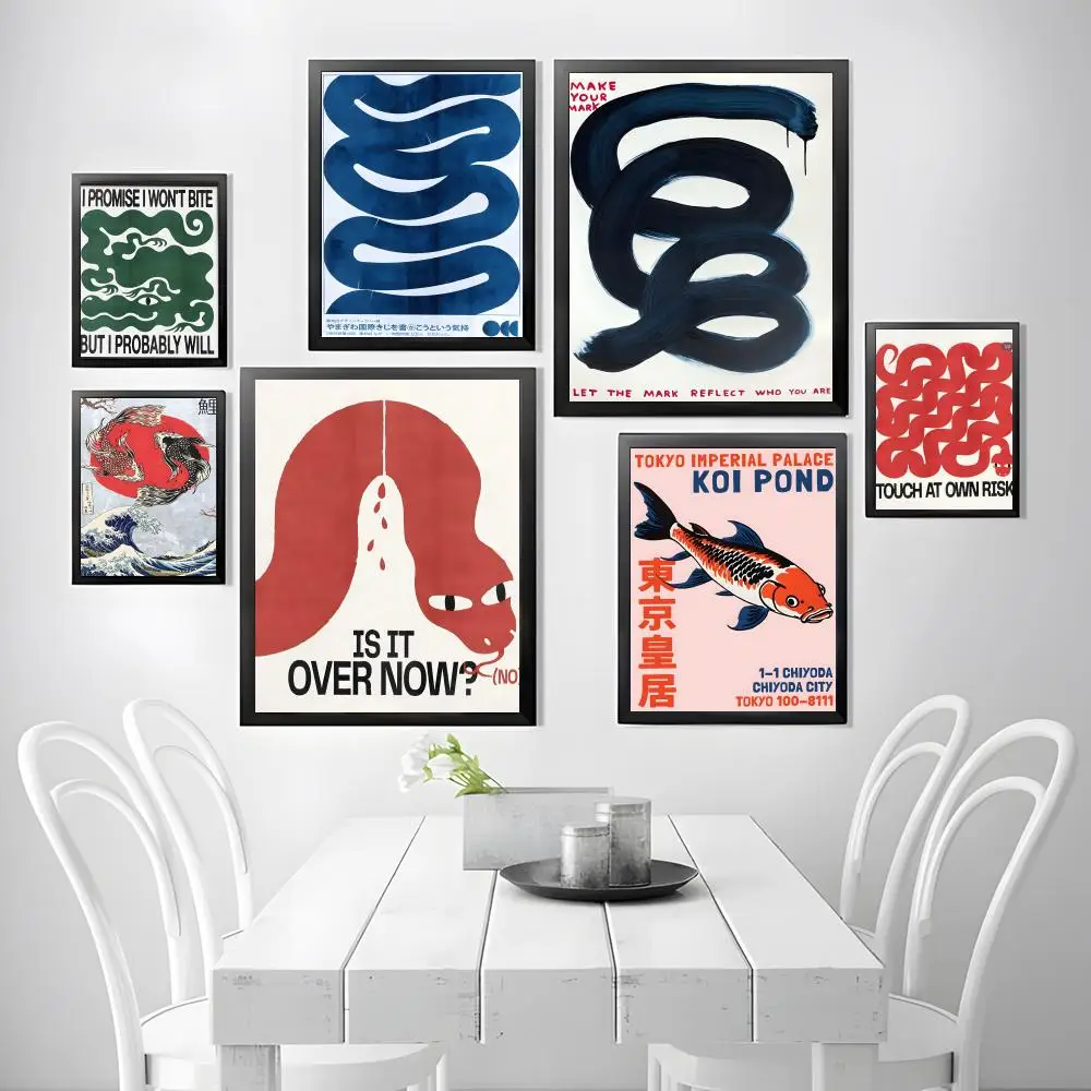 Klassisches abstraktes japanisches Vintage-Koi-HD-Poster, HD-Kunst, klebrige Wand, wasserdicht, Zuhause, Wohnzimmer, Bar, ästhetische Dekoration Image