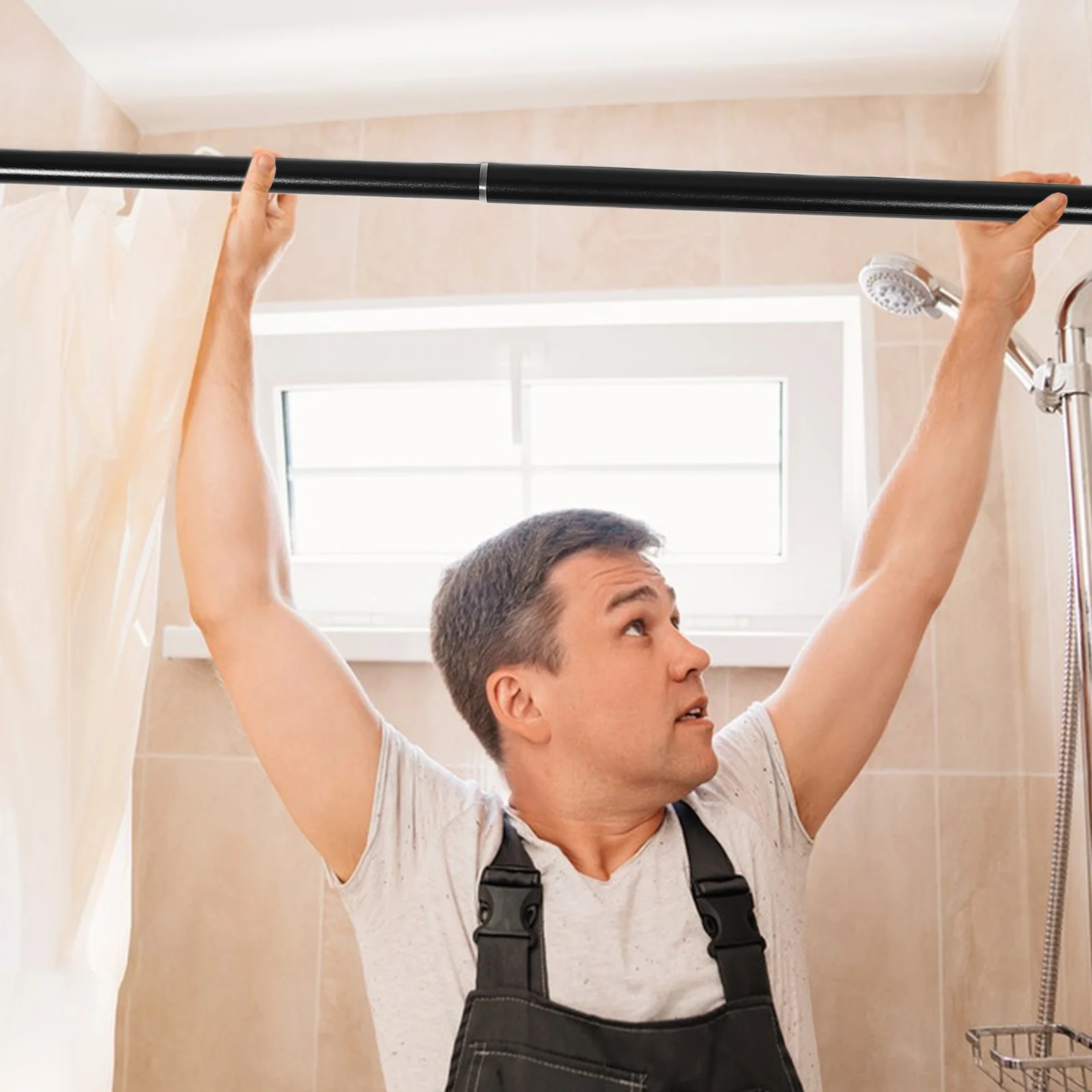 Teleskop-Spannvorhangstange für Badezimmer, Dusche, kein Stanzen, ausziehbare Kleiderstange, Wäschestäbe, Kleiderschrankstange, 3 Meter lang