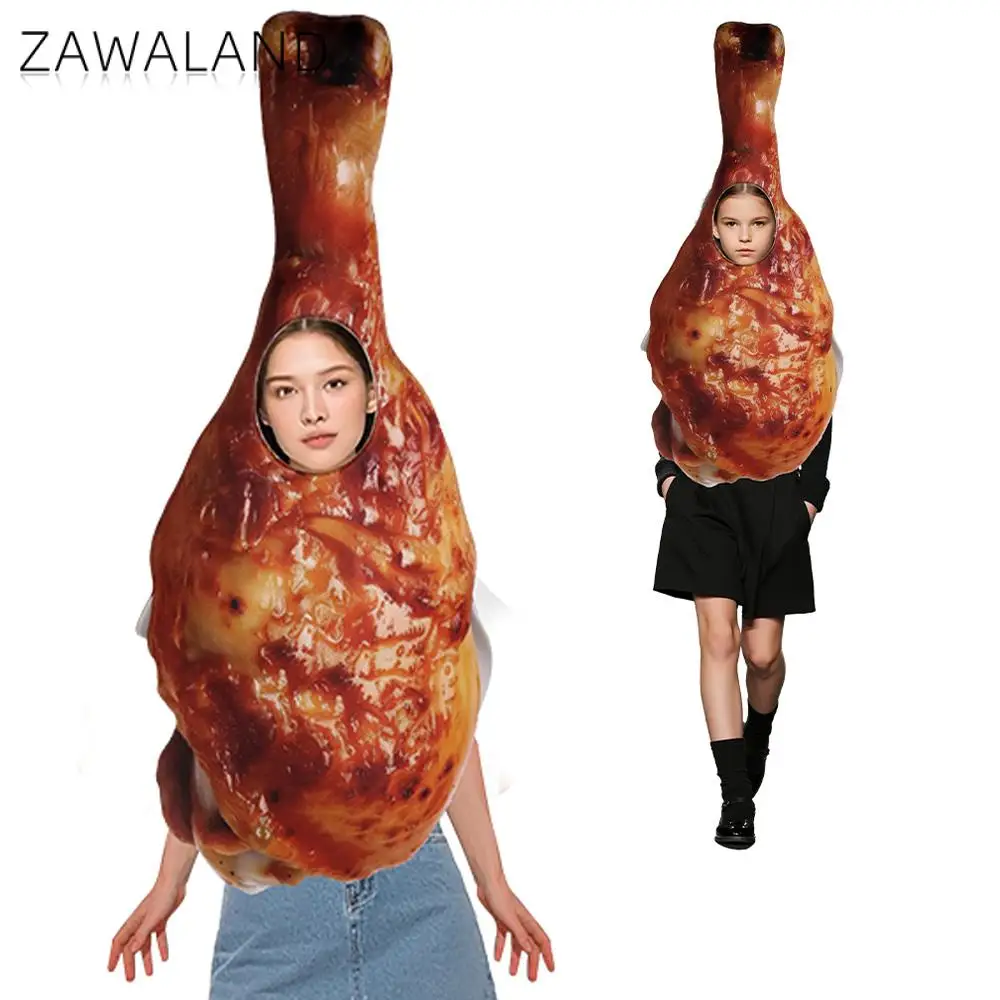 Lustiges geröstetes Truthahnbein-Kostüm, Erntedankfest, für Erwachsene und Kinder, Cosplay, Schwammanzug, Party-Verkleidung, Orleans Chicken Drumstick Outfit Image