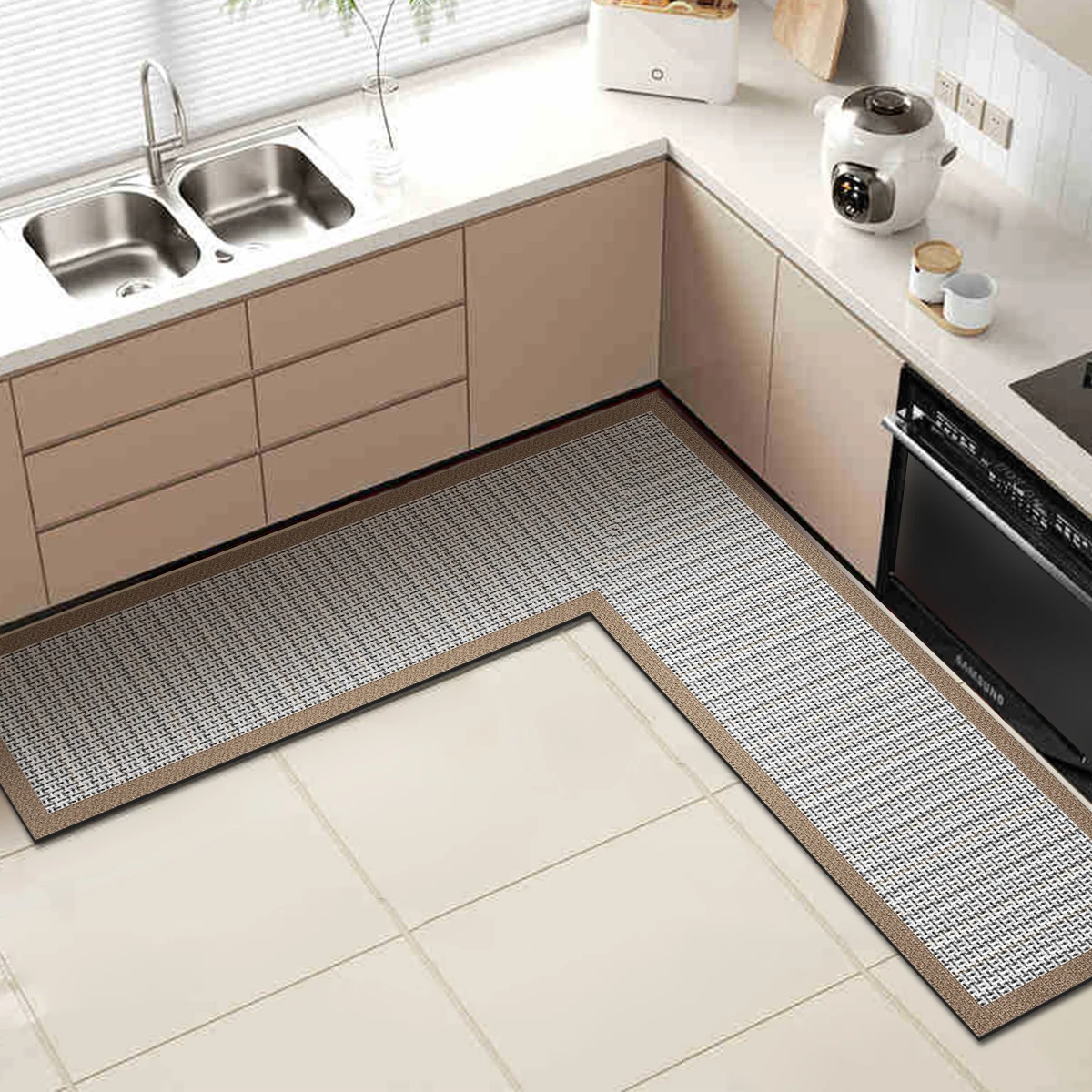 Kitchen L-shaped floor mat diatomaceous earth anti-slip mat restaurant absorbent mat cabinet mat bathroom mat