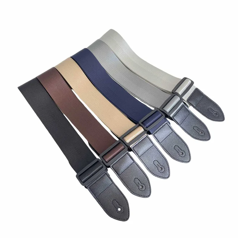 E-Gitarrengurt, einfarbig, verstellbar, PU-Leder, Enden, Akustikgitarre, Bassgurt, Gürtelzubehör ﻿ Image