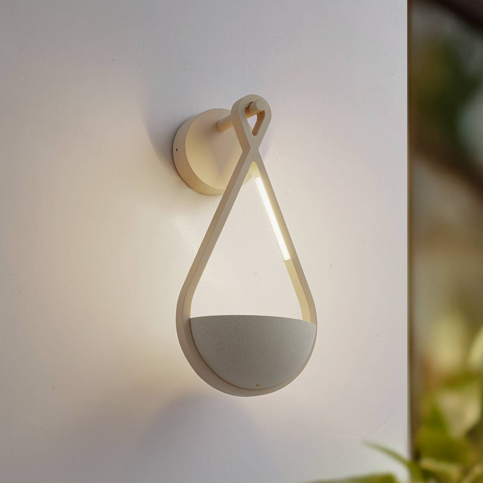 Outdoor Wall Light Florka Lucande, Cream / amber, Concrete, Modern, Outdoor Wall Light