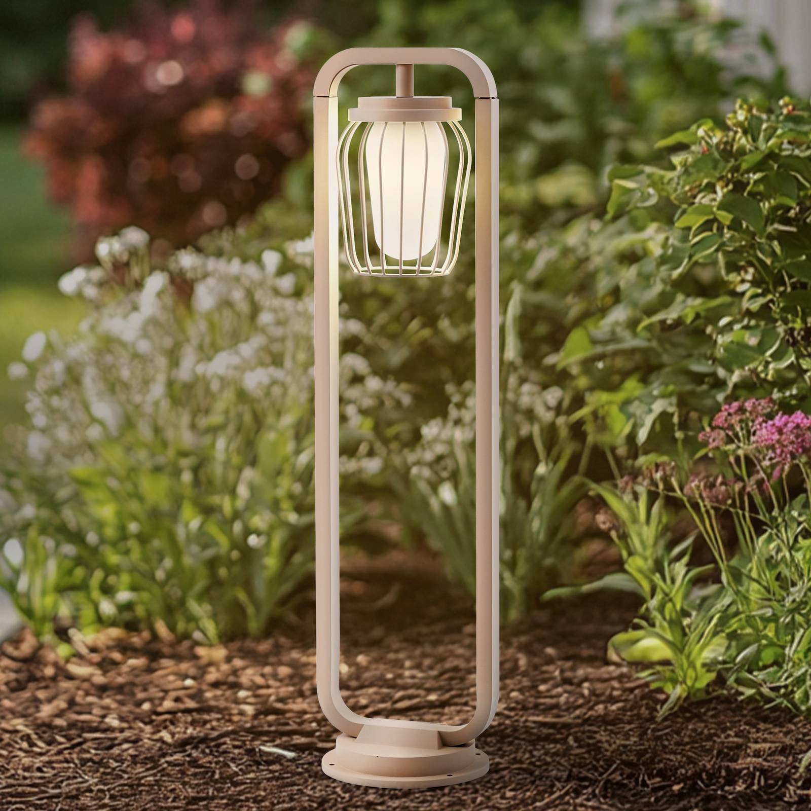 Pathway Light Chandan Lucande, dimmable, Cream / amber, Aluminium, Modern, Outdoor lights