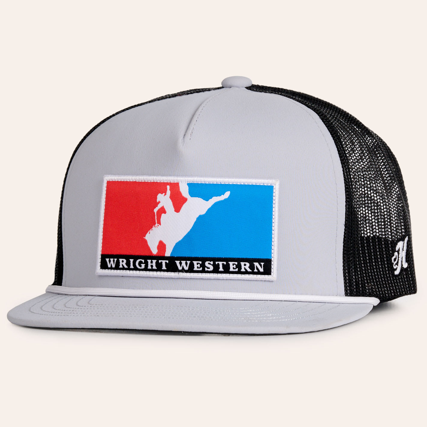 Hooey Gray & Black Wright Brothers Logo Patch Rope Trucker Cap - Men's - NOSZ - From Cavender's