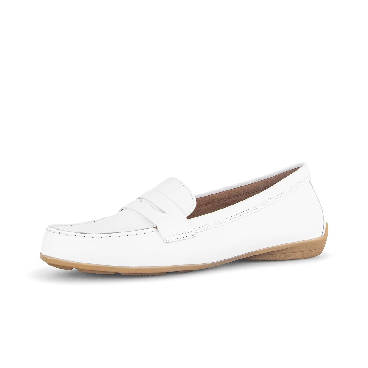 Mokassin GABOR "Mokassin Glattleder", Damen, Gr. 37, weiß, Schuhe Mokassin