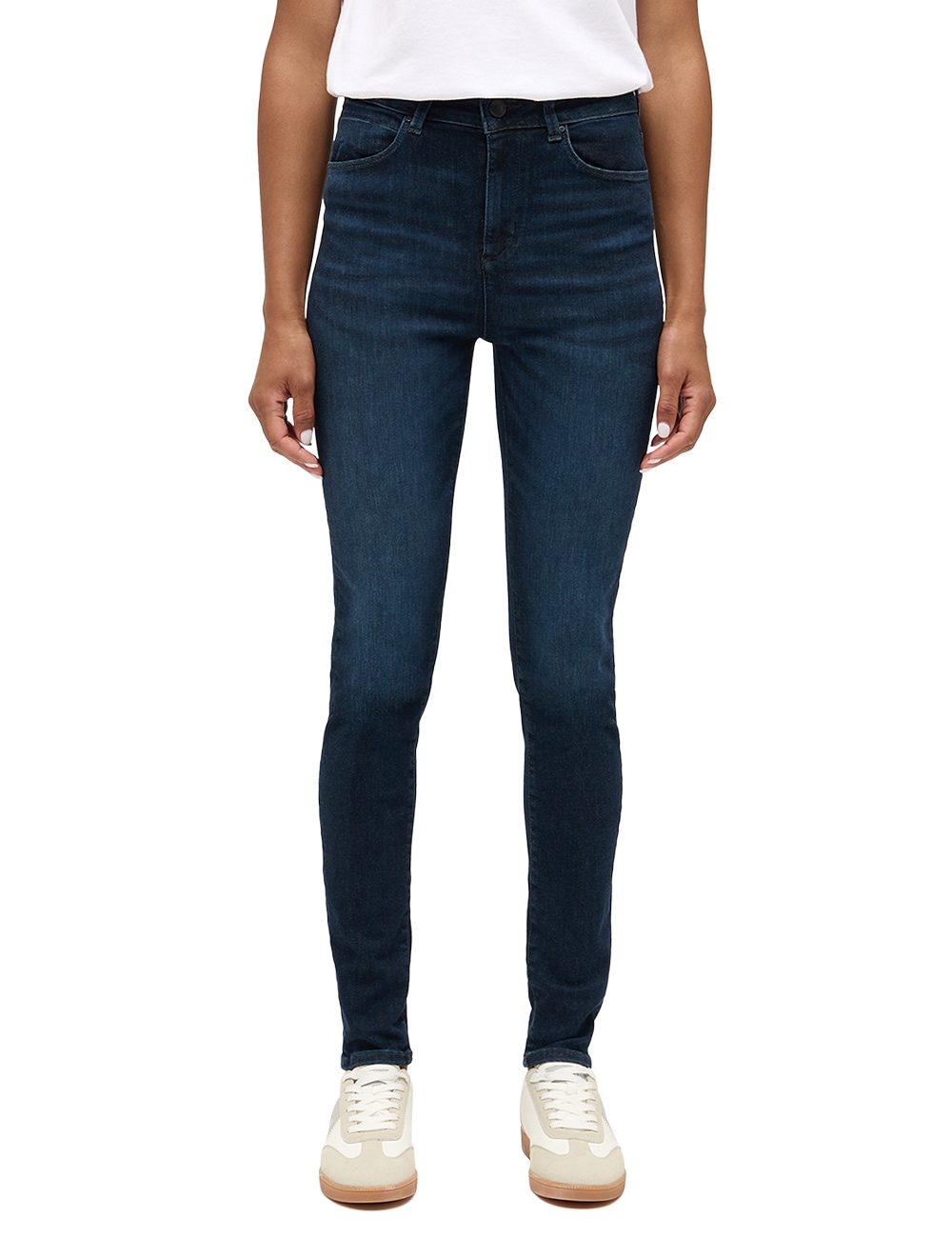 Skinny-fit-Jeans MUSTANG "Damen Style Georgia Super Skinny", Damen, Gr. 27, Länge 30, blau (882 dunkelblau), Denim/Jeans, 93% Baumwolle, 5% Elastomultiester, 2% Elasthan, unifarben, skinny fit, Jeans