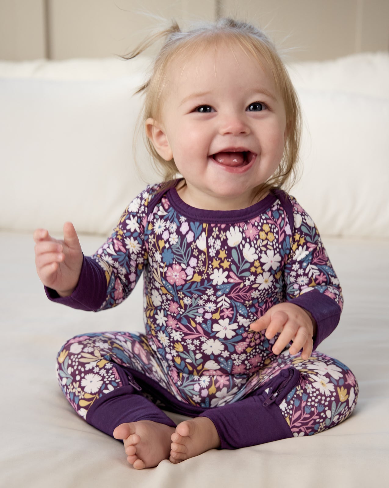 Midnight Petals Crescent Zippy - 3-6 months