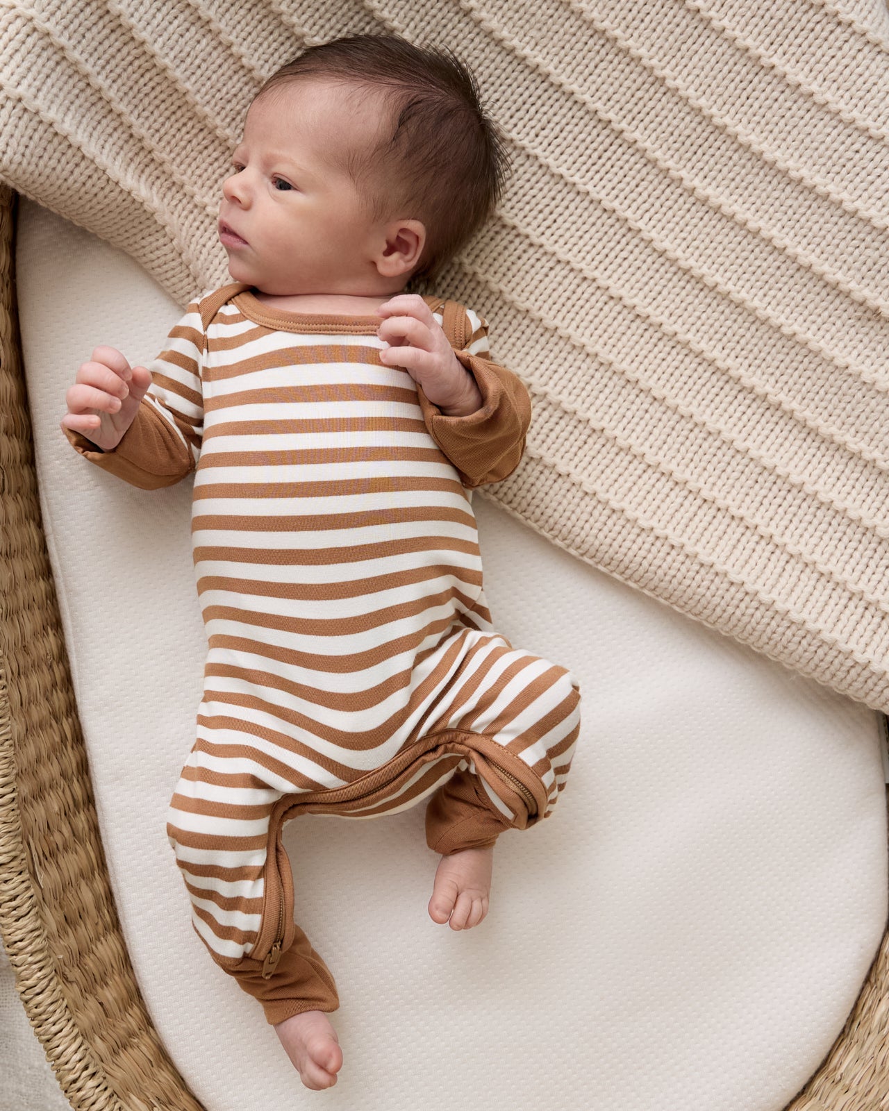 Chestnut Brown Stripe Crescent Zippy - 3-6 months