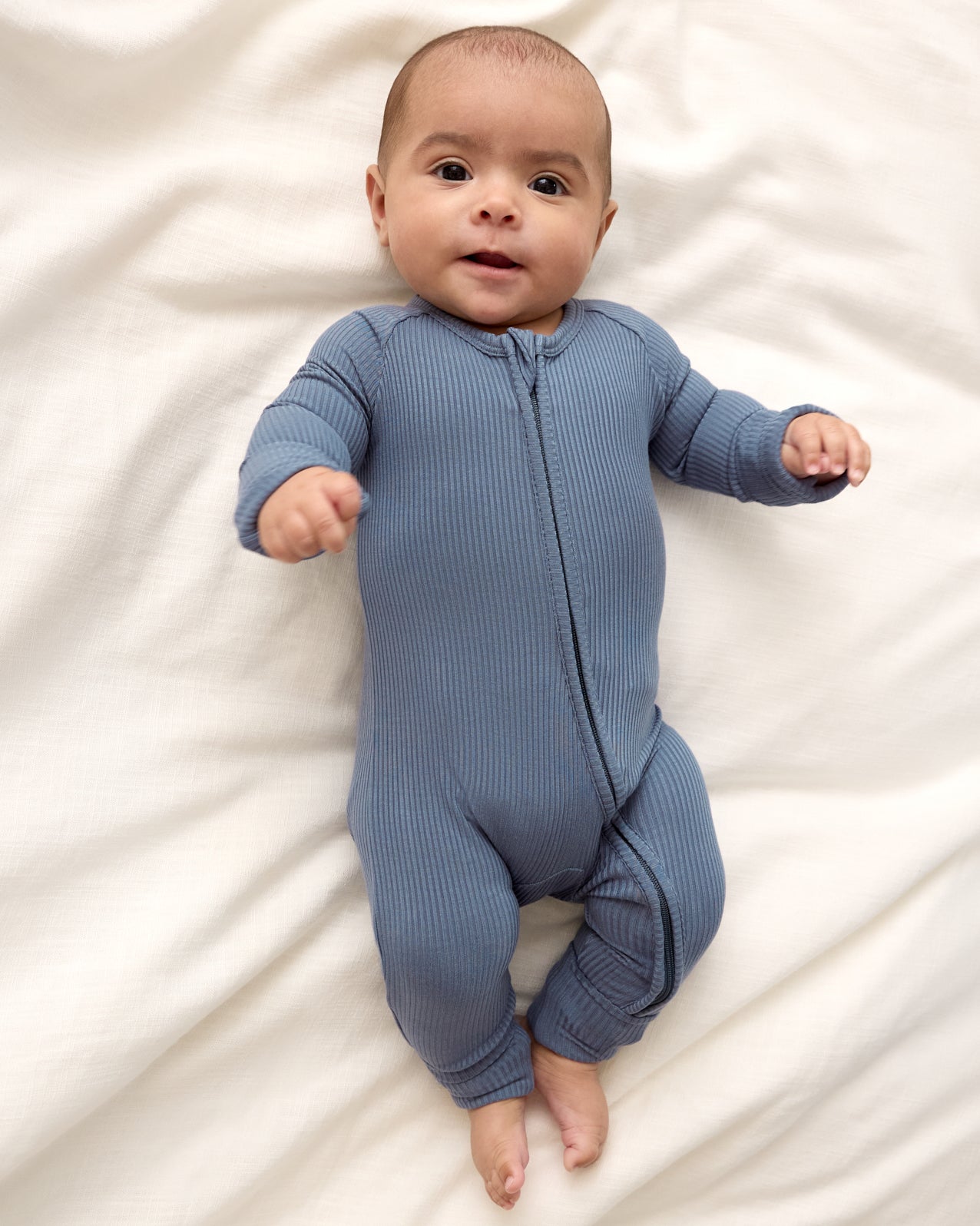 Hazy Blue Ribbed Zippy - Preemie